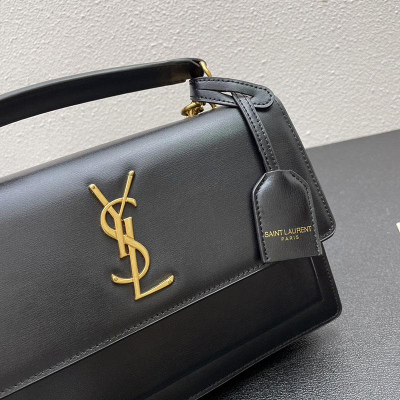N品 YSL サンローラン ショルダーバッグ サンセット ミディアム ブラック 442906H3Z0W1000 牛革 ゴールド金具 激安優良店 - 画像 (7)