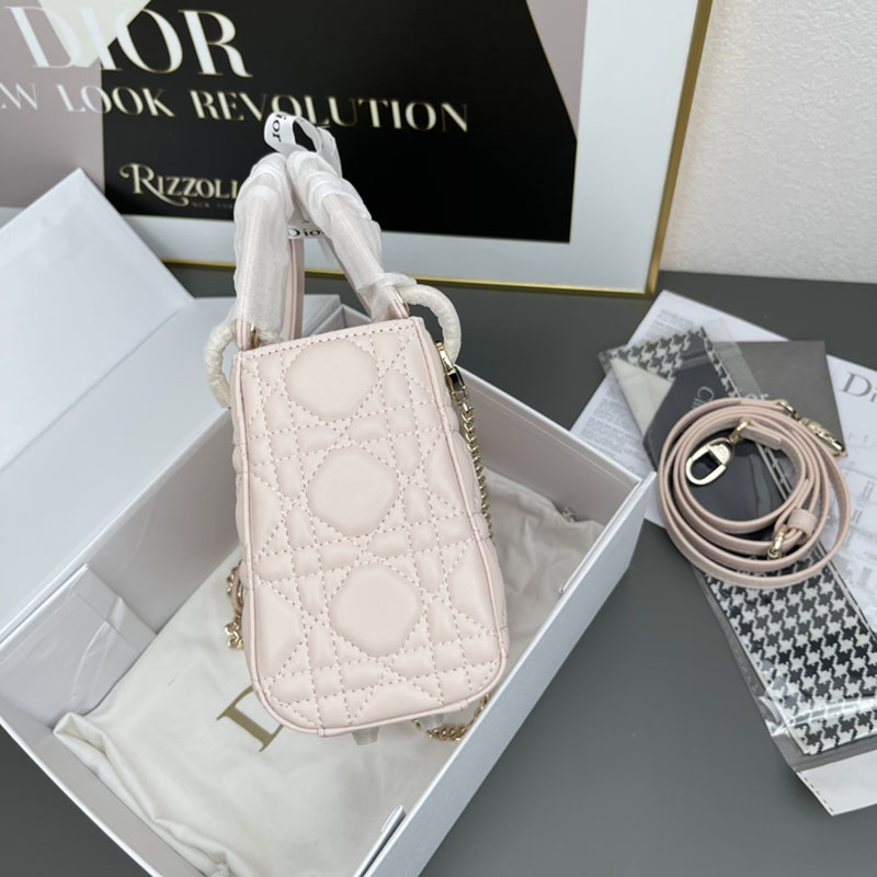 N品 DIOR ディオール Lady Dior バッグ ミニ M0505ONGE_M51U ピンクベージュ ゴールド金具 激安優良店 - 画像 (7)