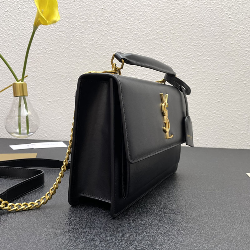 N品 YSL サンローラン ショルダーバッグ サンセット ミディアム ブラック 442906H3Z0W1000 牛革 ゴールド金具 激安優良店 - 画像 (6)