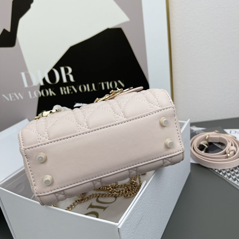 N品 DIOR ディオール Lady Dior バッグ ミニ M0505ONGE_M51U ピンクベージュ ゴールド金具 激安優良店 - 画像 (6)