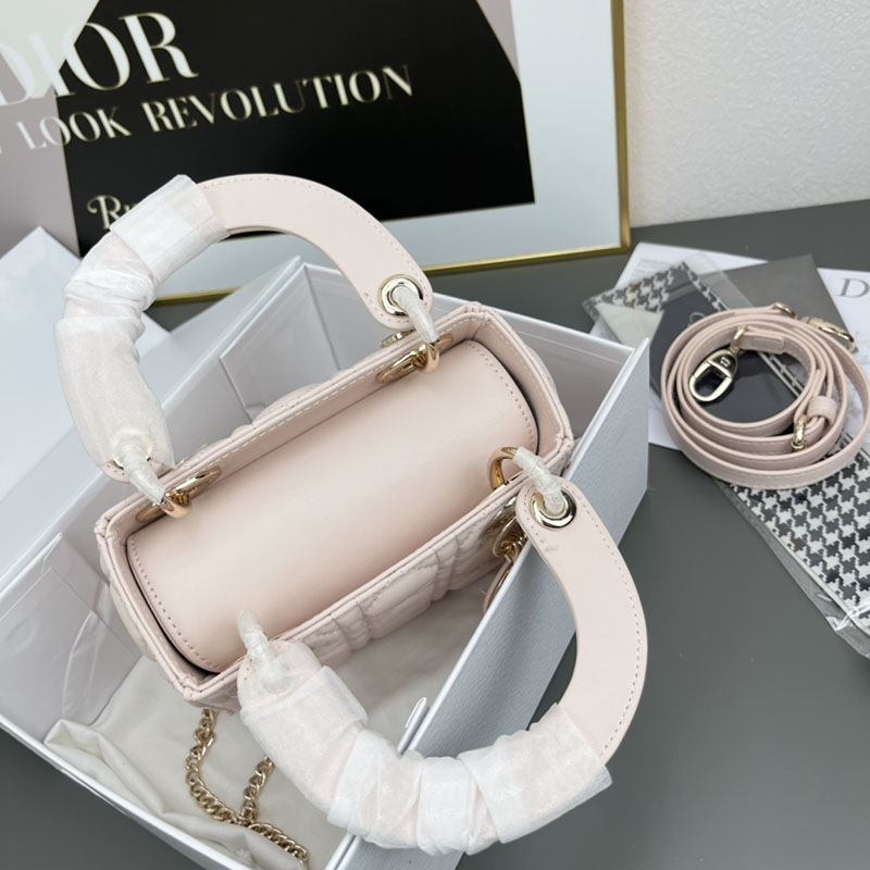 N品 DIOR ディオール Lady Dior バッグ ミニ M0505ONGE_M51U ピンクベージュ ゴールド金具 激安優良店 - 画像 (5)