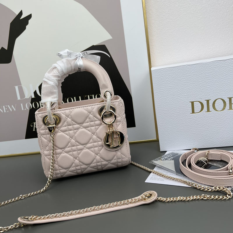 N品 DIOR ディオール Lady Dior バッグ ミニ M0505ONGE_M51U ピンクベージュ ゴールド金具 激安優良店 - 画像 (2)