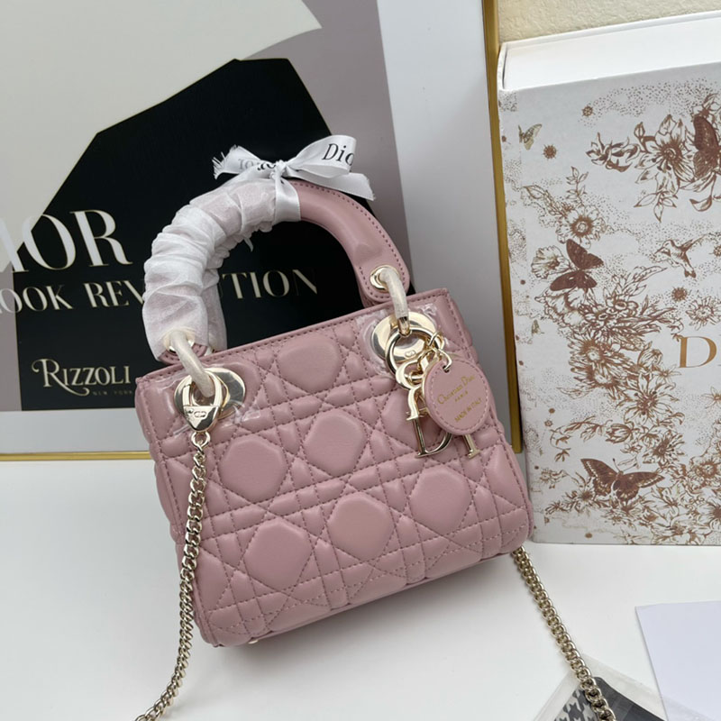 N品 DIOR ディオール Lady Dior バッグ ミニ M0505ONGE_M50P ヴィンテージピンク ゴールド金具 激安優良店 - 画像 (3)