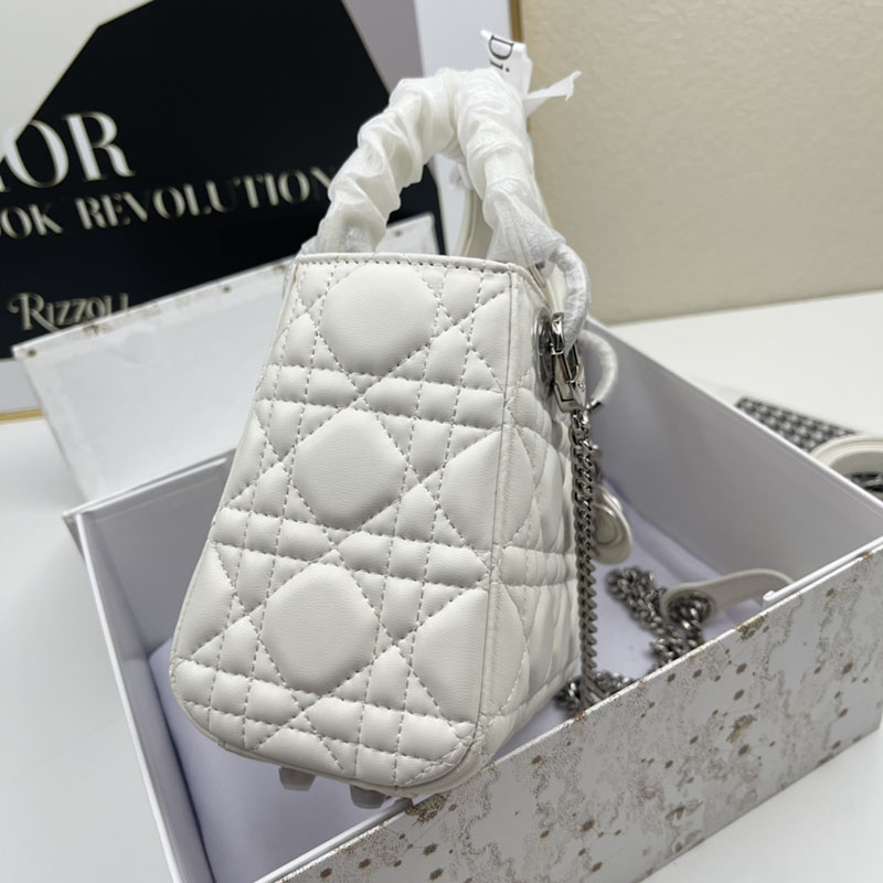 N品 DIOR ディオール Lady Dior バッグ ミニ M0505ONGE_M030 ホワイト シルバー金具 激安優良店 - 画像 (8)