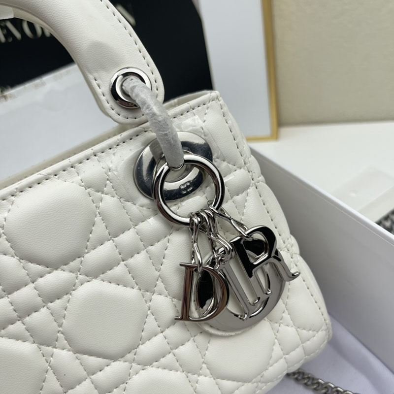 N品 DIOR ディオール Lady Dior バッグ ミニ M0505ONGE_M030 ホワイト シルバー金具 激安優良店 - 画像 (3)