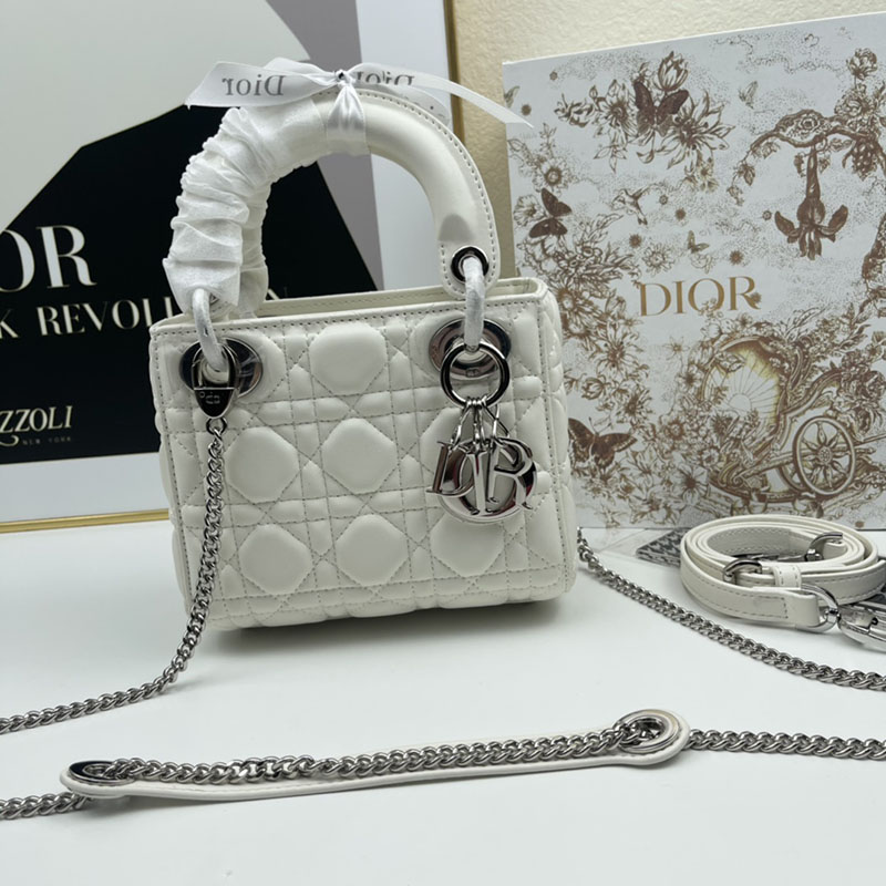 N品 DIOR ディオール Lady Dior バッグ ミニ M0505ONGE_M030 ホワイト シルバー金具 激安優良店 - 画像 (2)