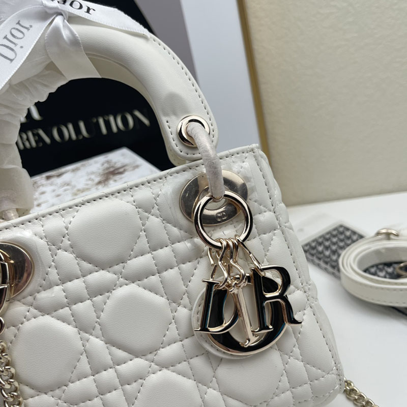 N品 DIOR ディオール Lady Dior バッグ ミニ M0505ONGE_M030 ホワイト ゴールド金具 激安優良店 - 画像 (9)