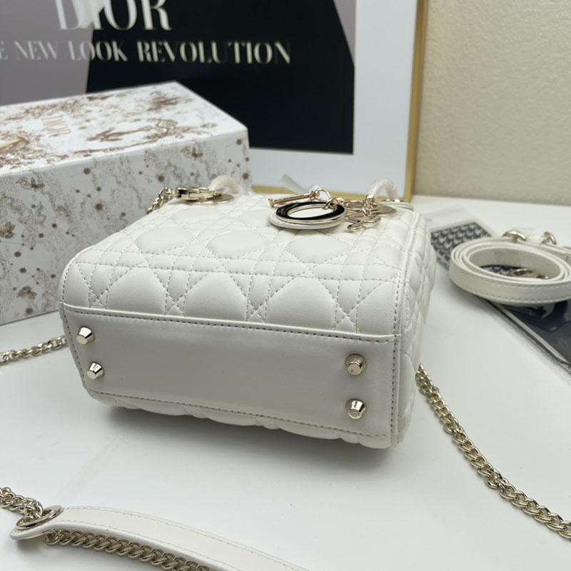 N品 DIOR ディオール Lady Dior バッグ ミニ M0505ONGE_M030 ホワイト ゴールド金具 激安優良店 - 画像 (8)