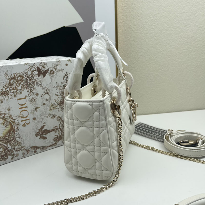 N品 DIOR ディオール Lady Dior バッグ ミニ M0505ONGE_M030 ホワイト ゴールド金具 激安優良店 - 画像 (7)