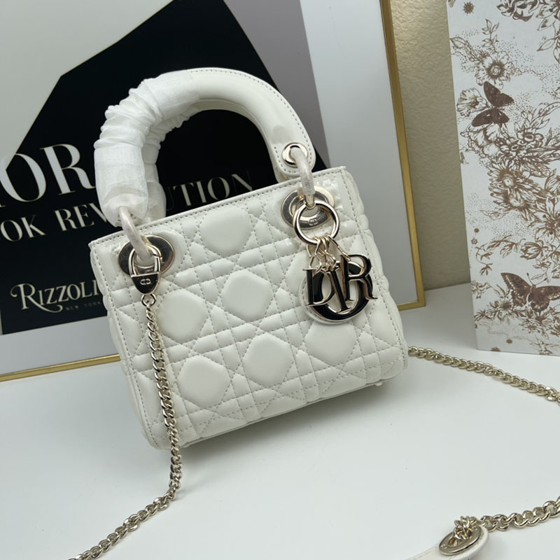 N品 DIOR ディオール Lady Dior バッグ ミニ M0505ONGE_M030 ホワイト ゴールド金具 激安優良店 - 画像 (4)