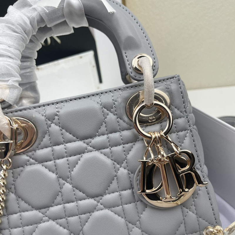 N品 DIOR ディオール Lady Dior バッグ ミニ M0505ONGE_M51G グレー ゴールド金具 激安優良店 - 画像 (9)