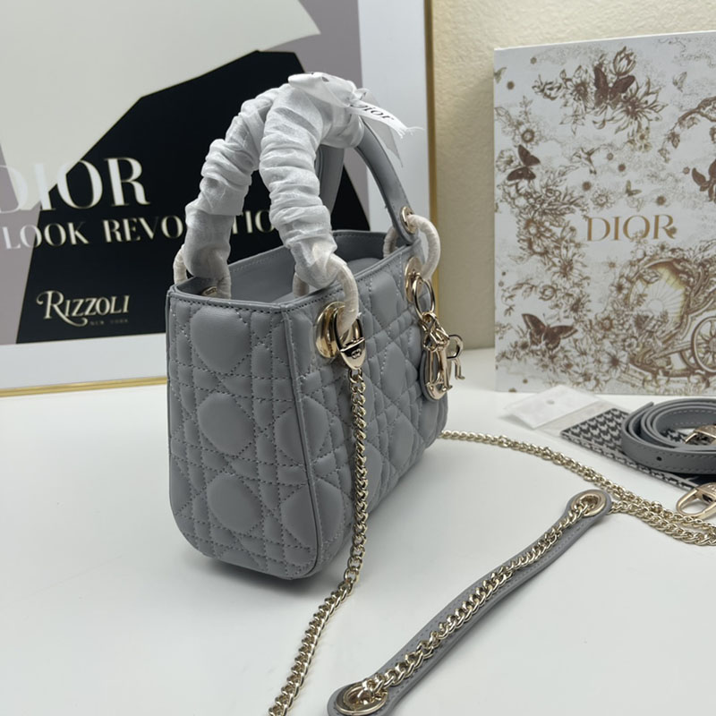 N品 DIOR ディオール Lady Dior バッグ ミニ M0505ONGE_M51G グレー ゴールド金具 激安優良店 - 画像 (8)