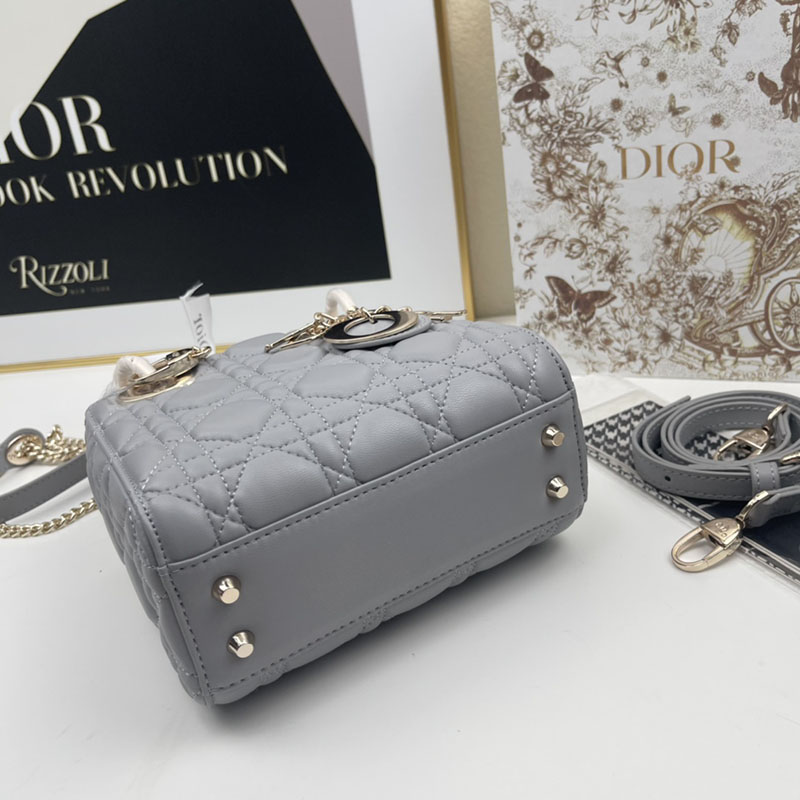 N品 DIOR ディオール Lady Dior バッグ ミニ M0505ONGE_M51G グレー ゴールド金具 激安優良店 - 画像 (7)