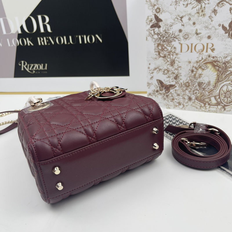 N品 DIOR ディオール Lady Dior バッグ ミニ M0505ONGE_M323 ワイン ゴールド金具 激安優良店 - 画像 (7)