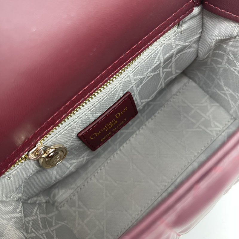 N品 DIOR ディオール Lady Dior バッグ ミニ M0505ONGE_M323 ワイン ゴールド金具 激安優良店 - 画像 (3)