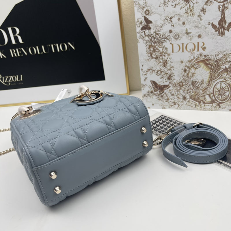 N品 DIOR ディオール Lady Dior バッグ ミニ M0505ONGE_M23B ブルー ゴールド金具 激安優良店 - 画像 (7)