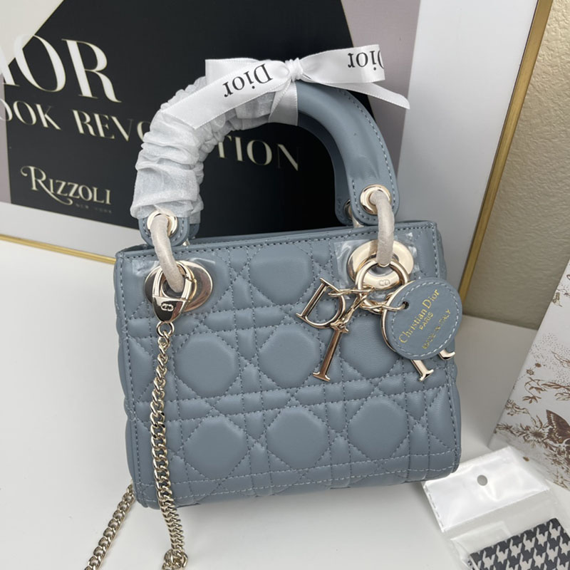 N品 DIOR ディオール Lady Dior バッグ ミニ M0505ONGE_M23B ブルー ゴールド金具 激安優良店 - 画像 (6)