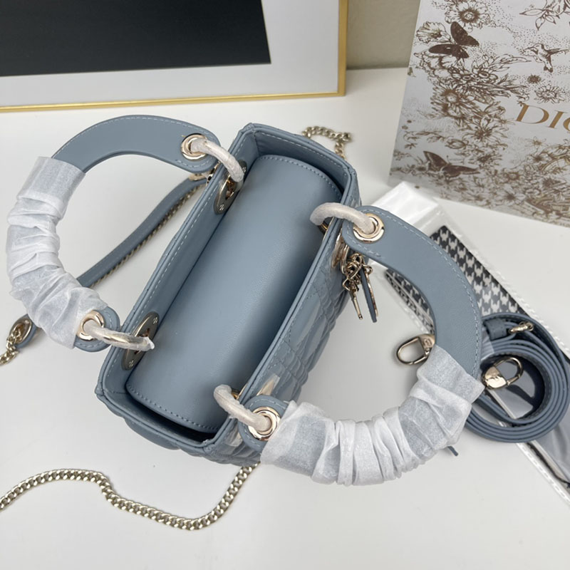 N品 DIOR ディオール Lady Dior バッグ ミニ M0505ONGE_M23B ブルー ゴールド金具 激安優良店 - 画像 (5)
