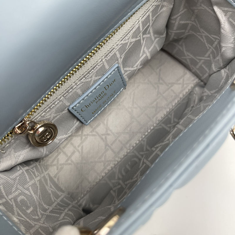 N品 DIOR ディオール Lady Dior バッグ ミニ M0505ONGE_M23B ブルー ゴールド金具 激安優良店 - 画像 (4)