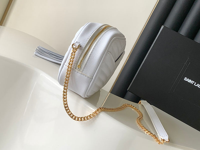 N品 YSL サンローラン ショルダーバッグ ルー ミニバッグ ホワイト 748849DV7012000 カーフスキンレザー ゴールド金具 激安優良店 - 画像 (9)