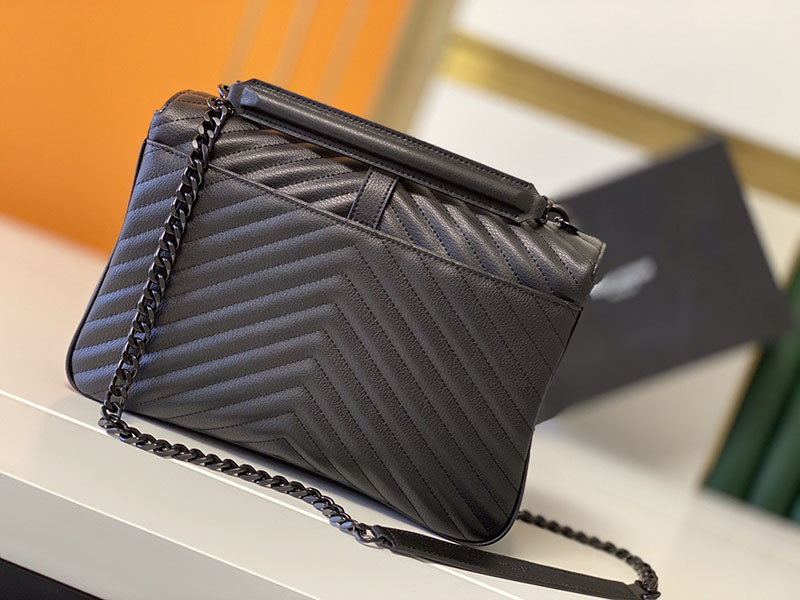 N品 YSL サンローラン バッグ 50代 MONOGRAM COLLEGE 32cm ブラック 487212BRM081000 ラムスキン ブラック金具 激安優良店 - 画像 (8)