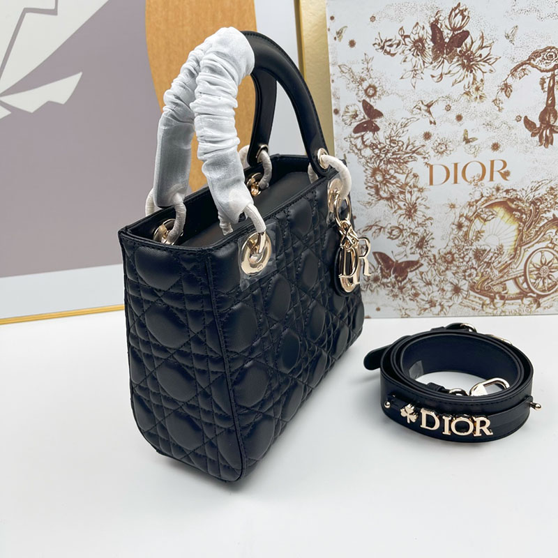 N品 DIOR ディオール Lady Dior My ABCDior バッグ スモール M0538ONGE_M900 黒 ブラック ゴールド金具 激安優良店 - 画像 (7)
