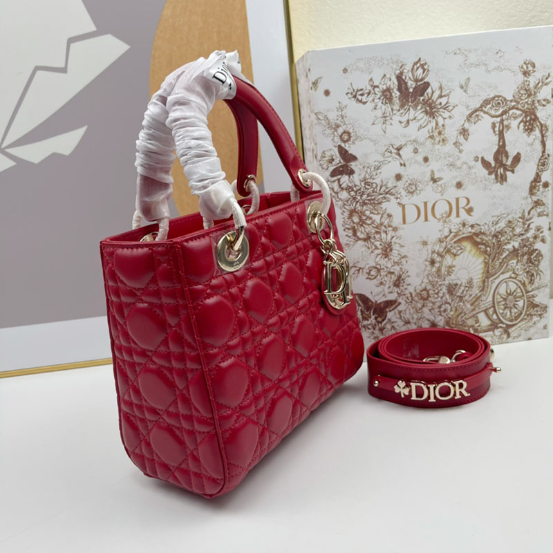 N品 DIOR ディオール Lady Dior My ABCDior バッグ スモール M0538ONGE_M63R レッド ゴールド金具 激安優良店 - 画像 (8)