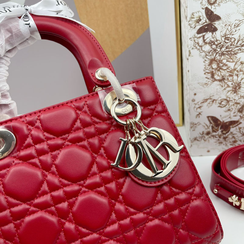 N品 DIOR ディオール Lady Dior My ABCDior バッグ スモール M0538ONGE_M63R レッド ゴールド金具 激安優良店 - 画像 (7)