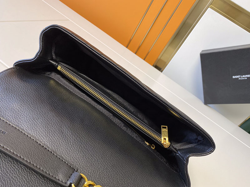 N品 YSL サンローラン バッグ 50代 MONOGRAM COLLEGE 32cm ブラック 487212BRM011000 ラムスキン ゴールド金具 激安優良店 - 画像 (4)