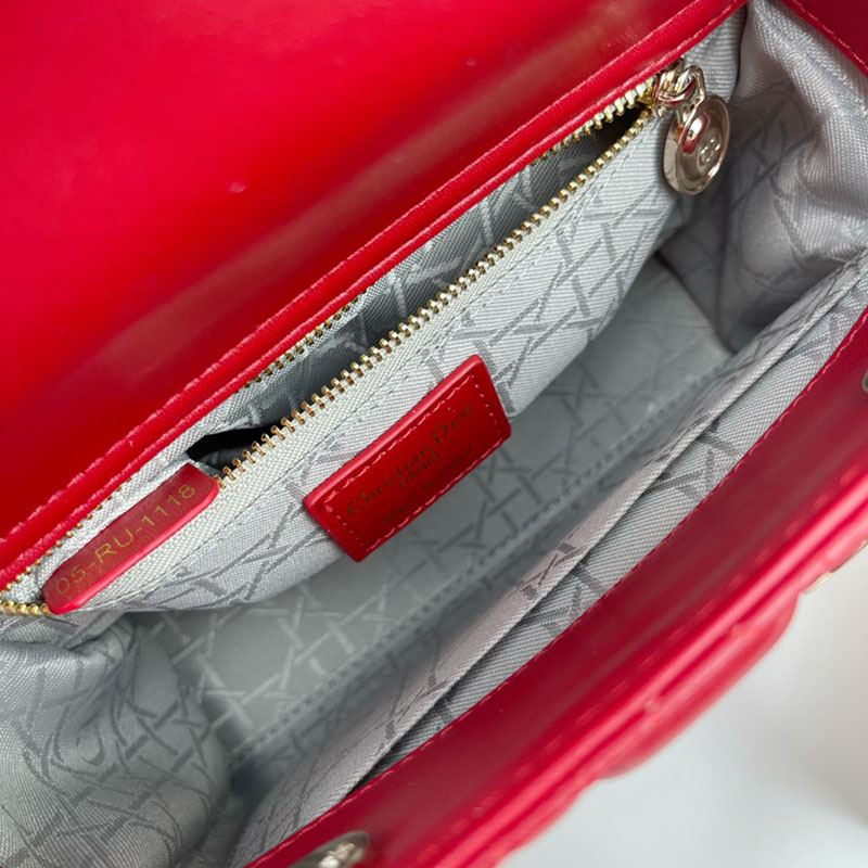 N品 DIOR ディオール Lady Dior My ABCDior バッグ スモール M0538ONGE_M63R レッド ゴールド金具 激安優良店 - 画像 (4)