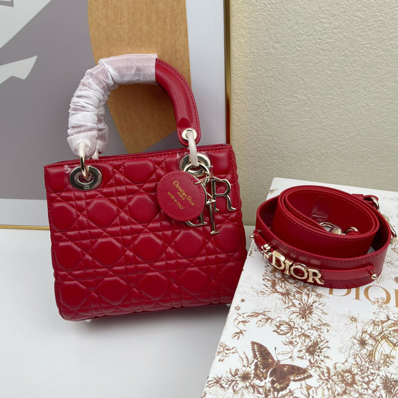 N品 DIOR ディオール Lady Dior My ABCDior バッグ スモール M0538ONGE_M63R レッド ゴールド金具 激安優良店 - 画像 (3)
