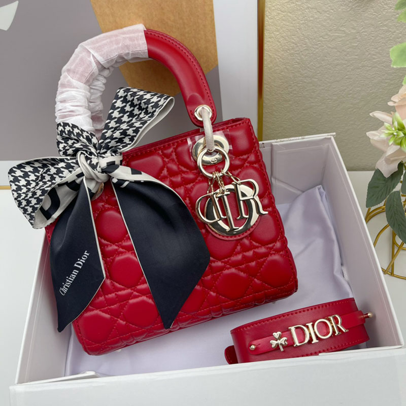 N品 DIOR ディオール Lady Dior My ABCDior バッグ スモール M0538ONGE_M63R レッド ゴールド金具 激安優良店 - 画像 (2)
