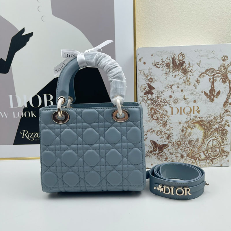 N品 DIOR ディオール Lady Dior My ABCDior バッグ スモール M0538ONGE_M928 ブルー ゴールド金具 激安優良店 - 画像 (9)