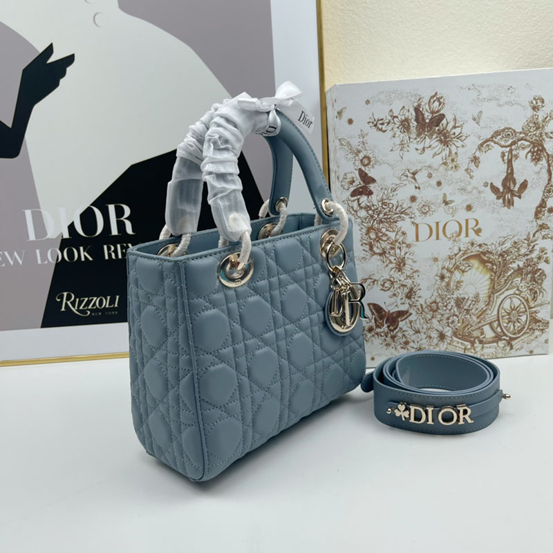 N品 DIOR ディオール Lady Dior My ABCDior バッグ スモール M0538ONGE_M928 ブルー ゴールド金具 激安優良店 - 画像 (8)