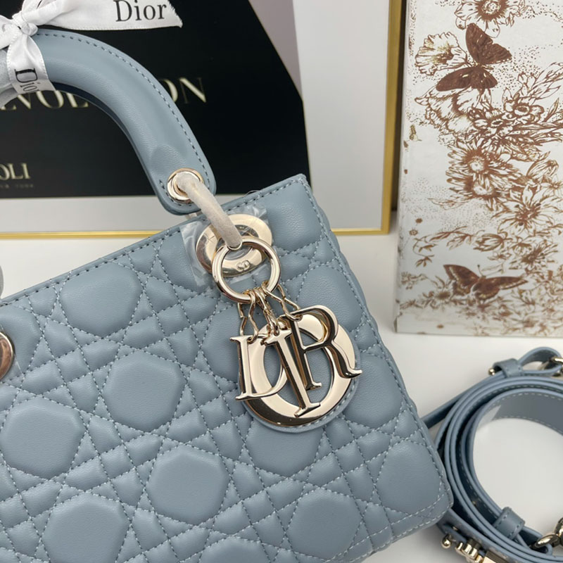 N品 DIOR ディオール Lady Dior My ABCDior バッグ スモール M0538ONGE_M928 ブルー ゴールド金具 激安優良店 - 画像 (6)