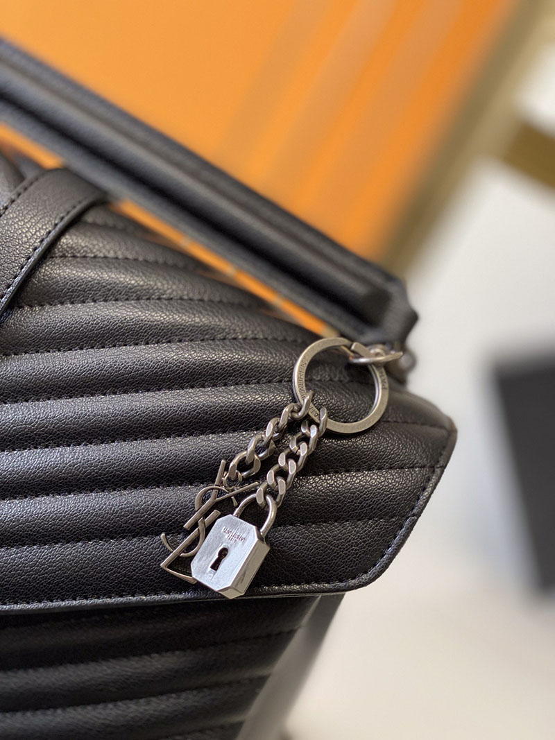N品 YSL サンローラン バッグ 50代 MONOGRAM COLLEGE 32cm ブラック 487212BRM021000 ラムスキン シルバー金具 激安優良店 - 画像 (5)