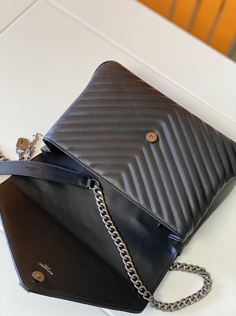 N品 YSL サンローラン バッグ 50代 MONOGRAM COLLEGE 32cm ブラック 487212BRM021000 ラムスキン シルバー金具 激安優良店 - 画像 (4)