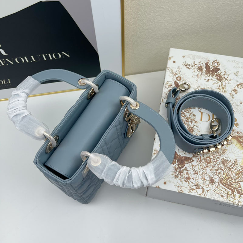 N品 DIOR ディオール Lady Dior My ABCDior バッグ スモール M0538ONGE_M928 ブルー ゴールド金具 激安優良店 - 画像 (4)