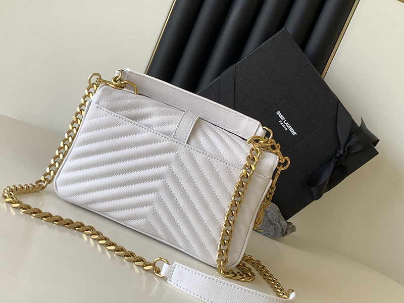 N品 YSL サンローラン バッグ 50代 カレッジ ミディアム ホワイト 600279BRM072000 ラムスキン ゴールド金具 激安優良店 - 画像 (9)