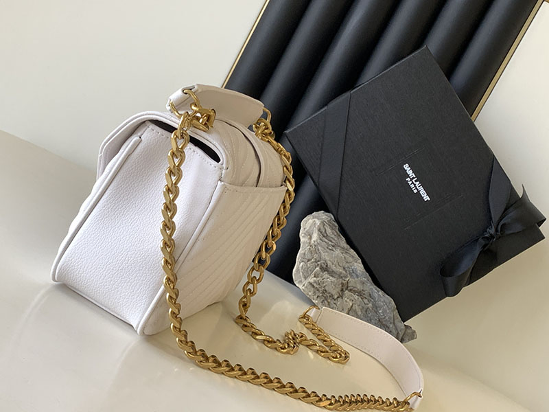 N品 YSL サンローラン バッグ 50代 カレッジ ミディアム ホワイト 600279BRM072000 ラムスキン ゴールド金具 激安優良店 - 画像 (8)
