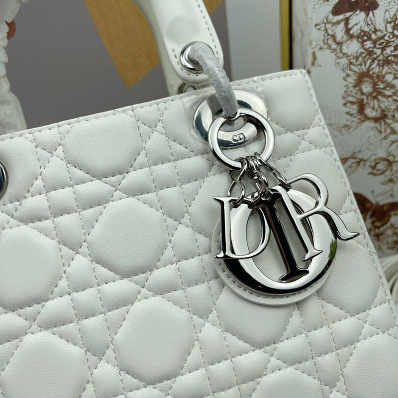 N品 DIOR ディオール Lady Dior My ABCDior バッグ スモール M0538ONGE_M030 ホワイト シルバー金具 激安優良店 - 画像 (8)