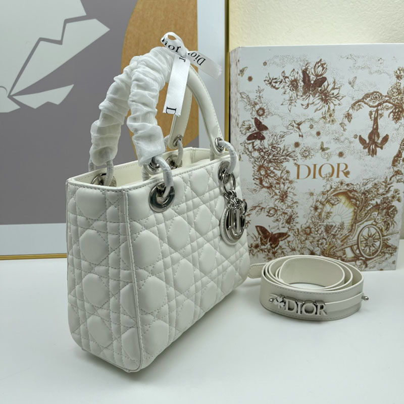 N品 DIOR ディオール Lady Dior My ABCDior バッグ スモール M0538ONGE_M030 ホワイト シルバー金具 激安優良店 - 画像 (7)