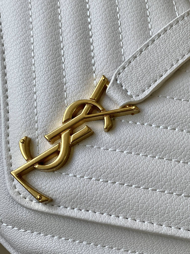N品 YSL サンローラン バッグ 50代 カレッジ ミディアム ホワイト 600279BRM072000 ラムスキン ゴールド金具 激安優良店 - 画像 (6)