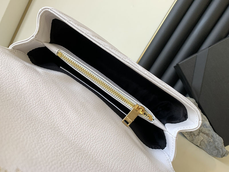 N品 YSL サンローラン バッグ 50代 カレッジ ミディアム ホワイト 600279BRM072000 ラムスキン ゴールド金具 激安優良店 - 画像 (3)