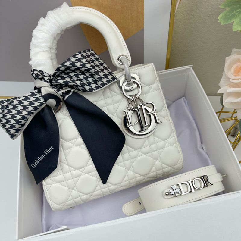 N品 DIOR ディオール Lady Dior My ABCDior バッグ スモール M0538ONGE_M030 ホワイト シルバー金具 激安優良店 - 画像 (2)