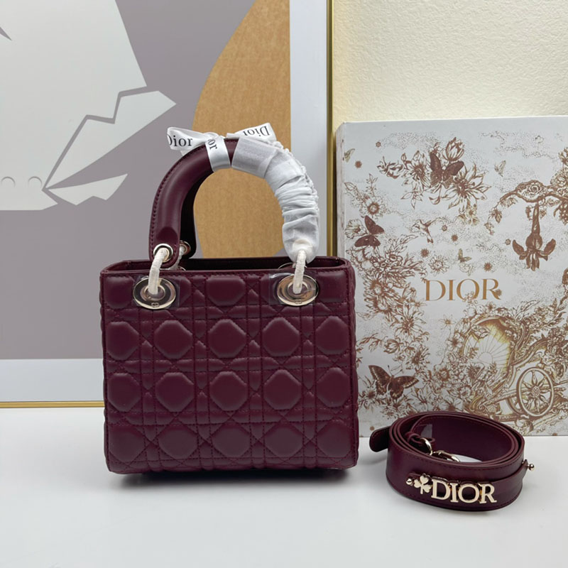 N品 DIOR ディオール Lady Dior My ABCDior バッグ スモール M0538ONGE_M323 ワイン ゴールド金具 激安優良店 - 画像 (9)