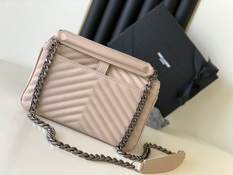 N品 YSL サンローラン バッグ 50代 カレッジ ミディアム ペールピンク 600279BRM046920 ラムスキン シルバー金具 激安優良店 - 画像 (8)