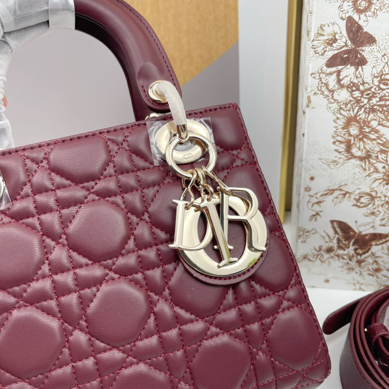 N品 DIOR ディオール Lady Dior My ABCDior バッグ スモール M0538ONGE_M323 ワイン ゴールド金具 激安優良店 - 画像 (8)