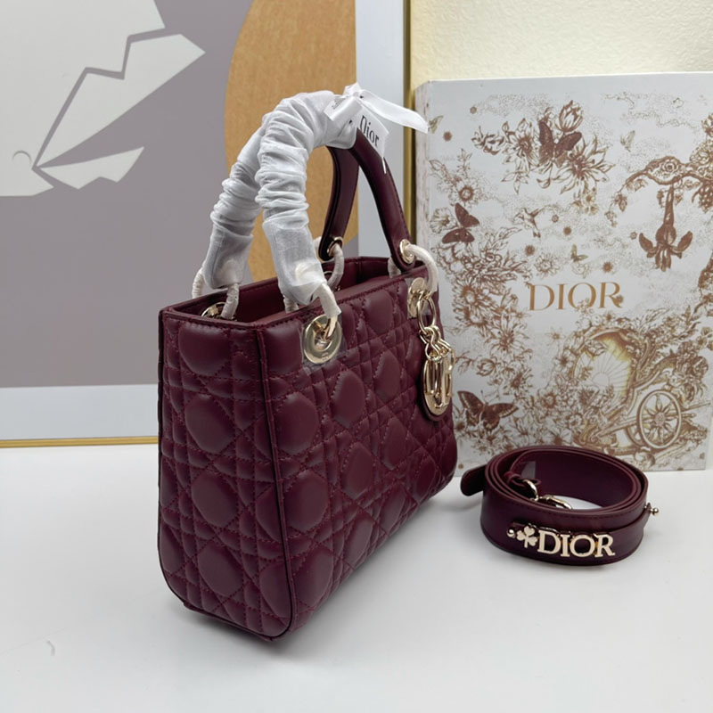 N品 DIOR ディオール Lady Dior My ABCDior バッグ スモール M0538ONGE_M323 ワイン ゴールド金具 激安優良店 - 画像 (7)
