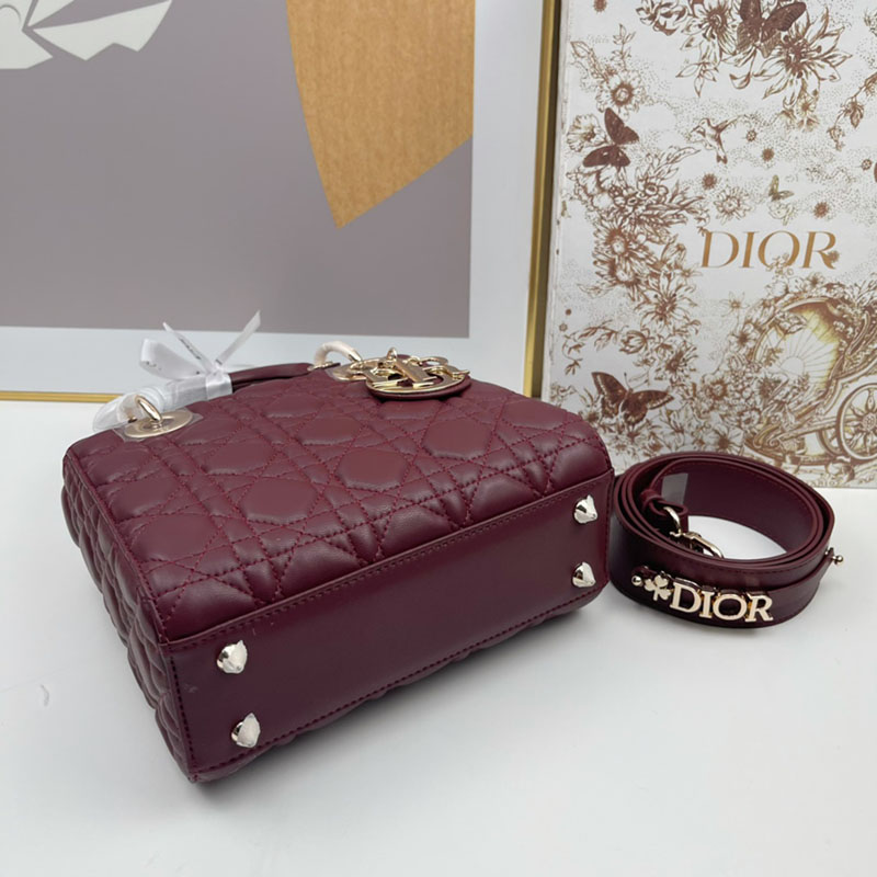 N品 DIOR ディオール Lady Dior My ABCDior バッグ スモール M0538ONGE_M323 ワイン ゴールド金具 激安優良店 - 画像 (6)